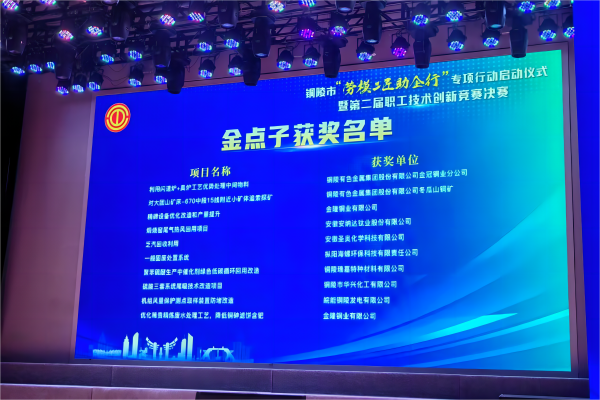 樅陽海螺環(huán)保榮獲銅陵市第二屆職工技術(shù)創(chuàng)新競賽“金點(diǎn)子”獎(jiǎng)